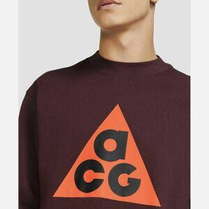 Nike ACG Triangle Logo Long Sleeve Oversized T Shirt Burgundy/Orange Men's XL